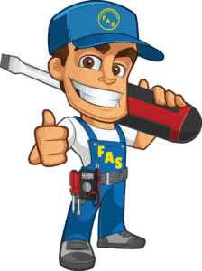 Happy customer smiling while signing a financing agreement with a service technician